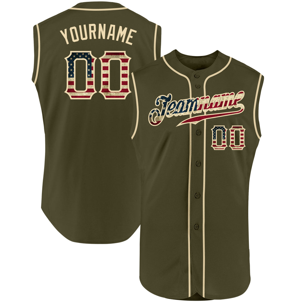 Cheap Custom Olive Vintage USA Flag-Cream Authentic Sleeveless Salute To  Service Baseball Jersey Free Shipping – CustomJerseysPro