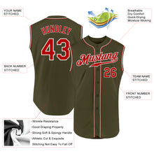 Laden Sie das Bild in den Galerie-Viewer, Custom Olive Red-White Authentic Sleeveless Salute To Service Baseball Jersey
