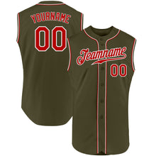 Laden Sie das Bild in den Galerie-Viewer, Custom Olive Red-White Authentic Sleeveless Salute To Service Baseball Jersey
