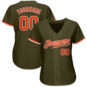 Custom Olive Orange-White Authentic Salute To Service Baseball Jersey