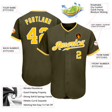 Load image into Gallery viewer, Custom Olive Gold-White Authentic Salute To Service Baseball Jersey
