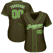 Загрузить изображение в средство просмотра галереи, Custom Olive Neon Green-White Authentic Salute To Service Baseball Jersey
