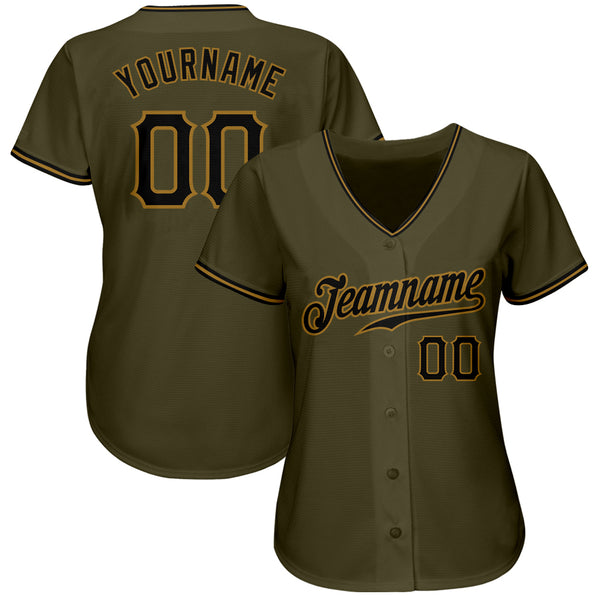 Custom Olive City Cream Pinstripe Black Authentic Salute To Service  Baseball Jersey Discount