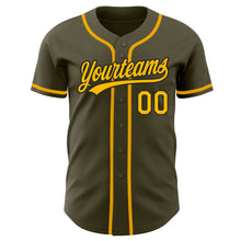 Load image into Gallery viewer, Custom Olive Gold-Black Authentic Salute To Service Baseball Jersey
