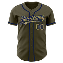 Charger l&#39;image dans la galerie, Custom Olive Camo-Navy Authentic Salute To Service Baseball Jersey
