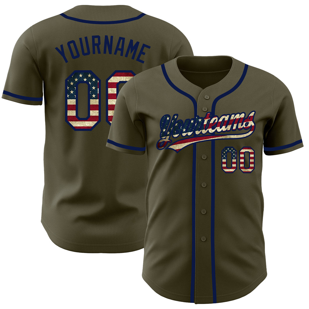 Cheap Custom Olive Vintage USA Flag-Navy Authentic Salute To Service Baseball  Jersey Free Shipping – CustomJerseysPro