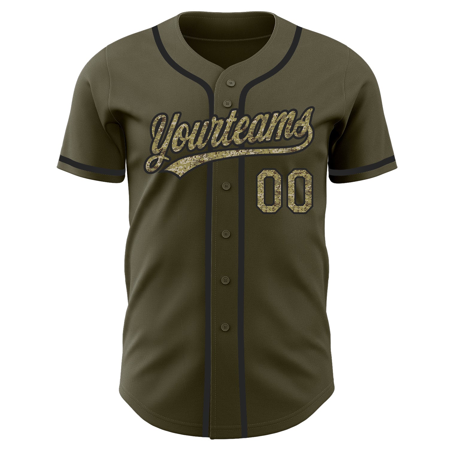 Custom Olive Camo-Black Salute to Service Authentic Baseball Jersey Youth Size:M