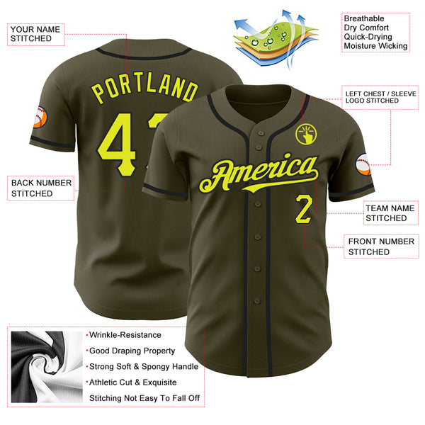 Cheap Custom Olive Neon Yellow-Black Authentic Salute To Service Baseball  Jersey Free Shipping – CustomJerseysPro