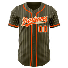 Загрузить изображение в средство просмотра галереи, Custom Olive City Cream Pinstripe Orange Authentic Salute To Service Baseball Jersey
