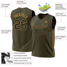 Charger l&#39;image dans la galerie, Custom Olive Black-Old Gold Authentic Throwback Salute To Service Basketball Jersey
