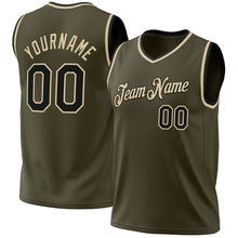 Charger l&#39;image dans la galerie, Custom Olive Black-Cream Authentic Throwback Salute To Service Basketball Jersey
