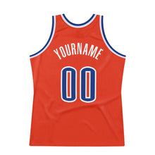 Load image into Gallery viewer, Custom Orange Royal-White Authentic Throwback Basketball Jersey
