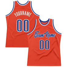 Загрузить изображение в средство просмотра галереи, Custom Orange Royal-White Authentic Throwback Basketball Jersey
