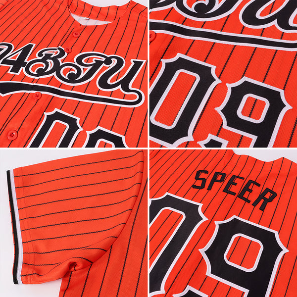 Custom Black Orange Pinstripe Orange-Black Authentic Baseball Jersey  Discount