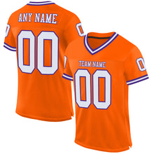 Charger l&#39;image dans la galerie, Custom Orange White-Purple Mesh Authentic Throwback Football Jersey
