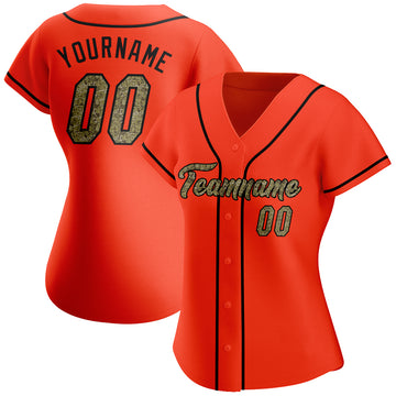 Custom Orange Camo-Black Authentic Baseball Jersey