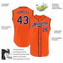 Load image into Gallery viewer, Custom Orange Navy-White Authentic Sleeveless Baseball Jersey
