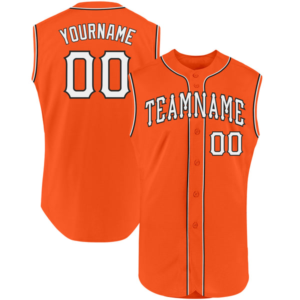 Custom Orange Orange-Black Authentic Sleeveless Baseball Jersey Discount