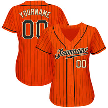 Загрузить изображение в средство просмотра галереи, Custom Orange Black Pinstripe Black-Cream Authentic Baseball Jersey
