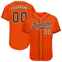 Загрузить изображение в средство просмотра галереи, Custom Orange Black Pinstripe Black-Cream Authentic Baseball Jersey
