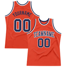 Charger l&#39;image dans la galerie, Custom Orange Navy-White Authentic Throwback Basketball Jersey
