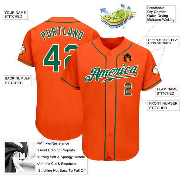 Cheap Custom Orange White-Kelly Green Authentic Baseball Jersey Free  Shipping – CustomJerseysPro