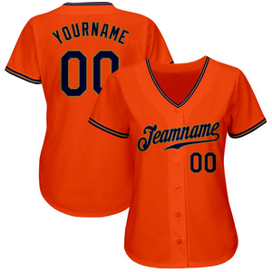 Custom Orange Navy-Old Gold Authentic Baseball Jersey