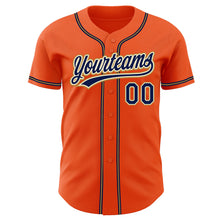 Laden Sie das Bild in den Galerie-Viewer, Custom Orange Navy Cream-Old Gold Authentic Baseball Jersey
