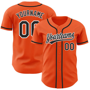 Custom Orange Black-White Authentic Baseball Jersey