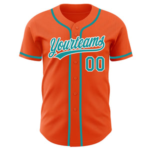 Custom Orange Teal-White Authentic Baseball Jersey