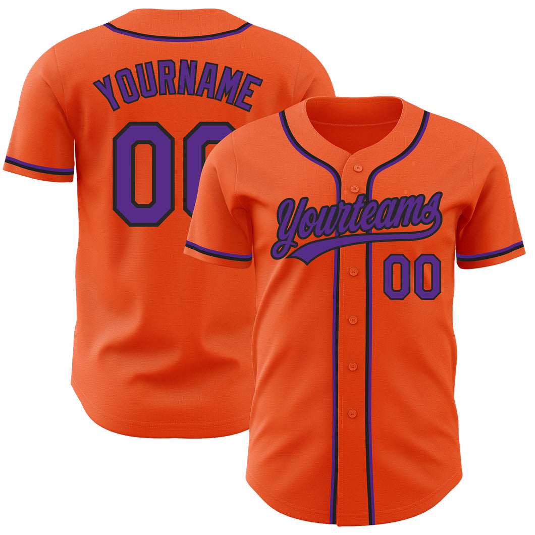 Custom Orange Purple-Black Authentic Baseball Jersey