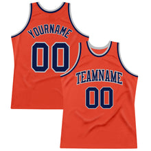 Загрузить изображение в средство просмотра галереи, Custom Orange Navy-Gray Authentic Throwback Basketball Jersey
