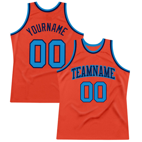 Cheap Custom Orange Blue-Navy Authentic Throwback Basketball