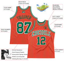 Load image into Gallery viewer, Custom Orange White Pinstripe Kelly Green Authentic Basketball Jersey
