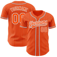 Загрузить изображение в средство просмотра галереи, Custom Orange White Pinstripe Gray Authentic Baseball Jersey
