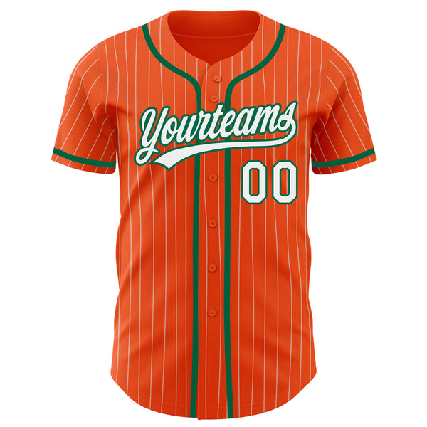 Cheap Custom White Green Pinstripe Green-Orange Authentic Baseball Jersey  Free Shipping – CustomJerseysPro