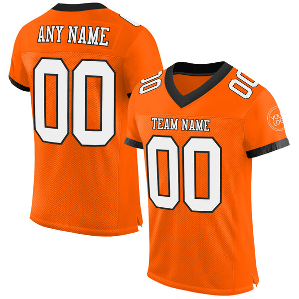 Custom Orange White-Black Mesh Authentic Football Jersey Football Authentic  Mesh – CustomJerseysPro