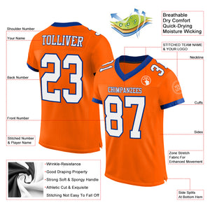 Custom Orange White-Royal Mesh Authentic Football Jersey