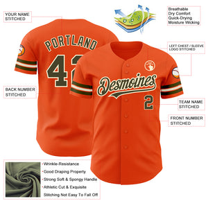 Custom Orange Olive-Cream Authentic Baseball Jersey