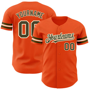 Custom Orange Olive-Cream Authentic Baseball Jersey