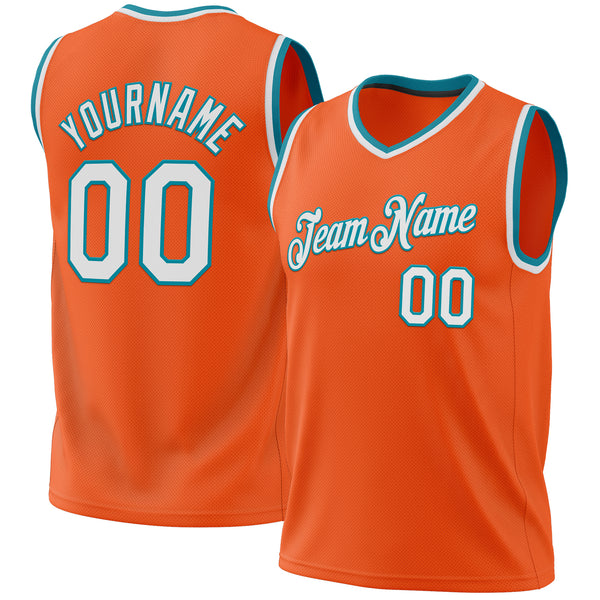 2024 Cheap Custom Orange White Teal Authentic Throwback Basketball Jersey Free Shipping CustomJerseysPro