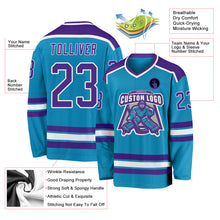 Laden Sie das Bild in den Galerie-Viewer, Custom Panther Blue Purple-White Hockey Jersey
