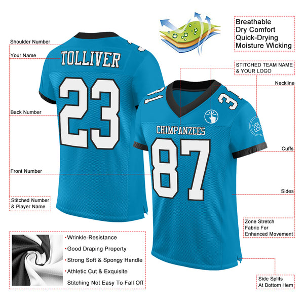 Custom Black Panther Blue-White Mesh Authentic Football Jersey –  CustomJerseysPro