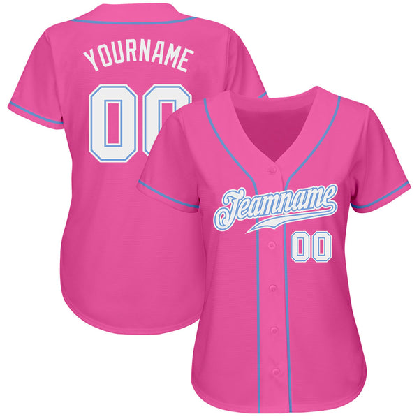 Cheap Custom Pink White-Light Blue Authentic Baseball Jersey Free Shipping  – CustomJerseysPro