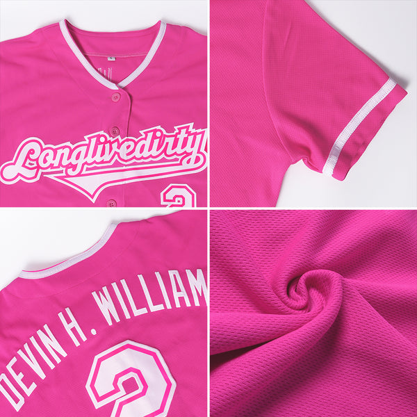 Cheap Custom White Light Blue-Pink Authentic Baseball Jersey Free