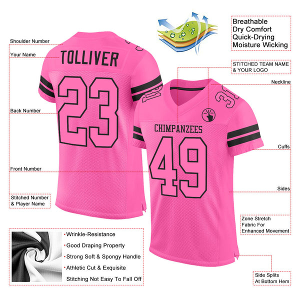 Cheap Custom Black Black-Pink Mesh Authentic Football Jersey Free