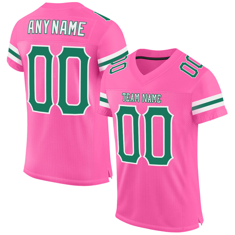 Cheap Custom Pink Kelly Green-White Mesh Authentic Football Jersey Free  Shipping – CustomJerseysPro