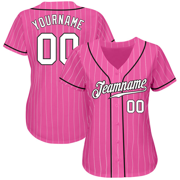 Custom Baseball Jersey Pink White Authentic Men's Size:XL