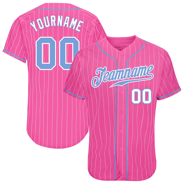Custom Light Blue Pink-White Authentic Baseball Jersey