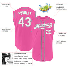 Load image into Gallery viewer, Custom Pink White-Gray Authentic Sleeveless Baseball Jersey
